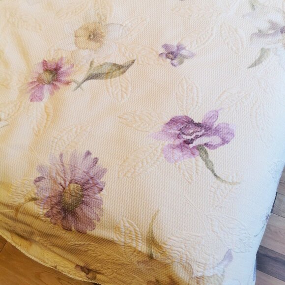 Vintage West Point Stevens Queen Duvet Cover Yellow Embossed Purple Daisies  USA - Picture 10 of 12